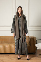 عباية بتلات منتصف الليل - رمادي