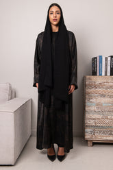 Petal Glow Abaya- Black